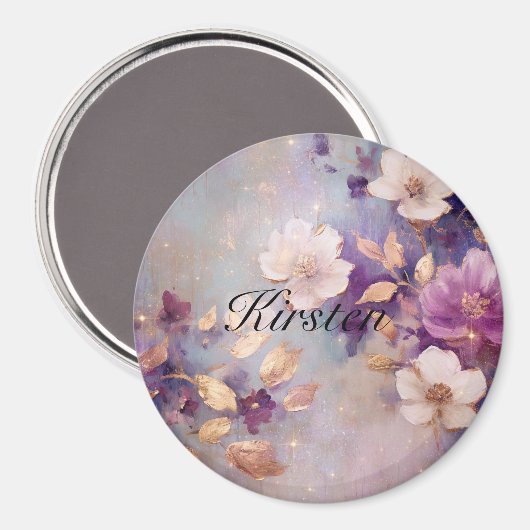 Aimant Floral d'or violet (Recto/Verso)