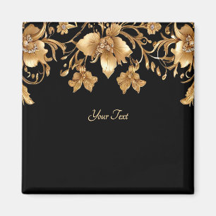 Aimant floral doré