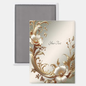 Aimant floral doré (Recto/Verso)