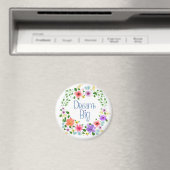 Aimant Floral "Dream Big"Magnet circulaire (In Situ (Lave-vaisselle))