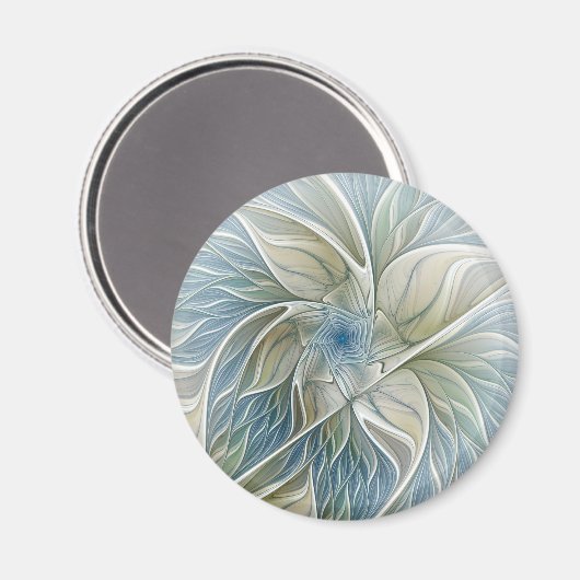 Aimant Floral Dream Motif Abstrait Blue Khaki Fractal (Recto/Verso)
