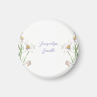 Aimant Floral Elegant Chic Cute Calligraphie Ajouter Nom