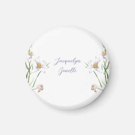 Aimant Floral Elegant Chic Cute Calligraphie Ajouter Nom (Devant)