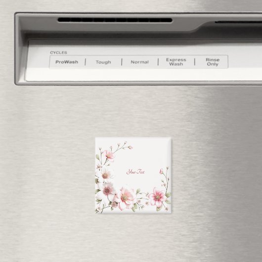 Aimant floral élégant rose blanc (In Situ (Lave-vaisselle))