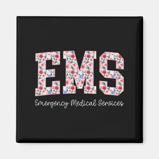 Aimant Floral Ems Emergency Medical Services Emt Wildflow (Devant)
