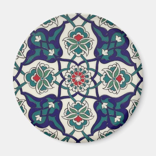 Aimant Floral en céramique bleue turque (Devant)