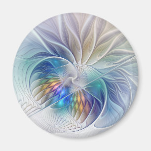 Aimant Floral Fantasy, Colorful Abstract Fractal Flower