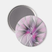 Aimant Floral Fractal moderne Fleur Abstraite rose gris (Recto/Verso)