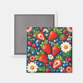 aimant floral fraise (Recto/Verso)