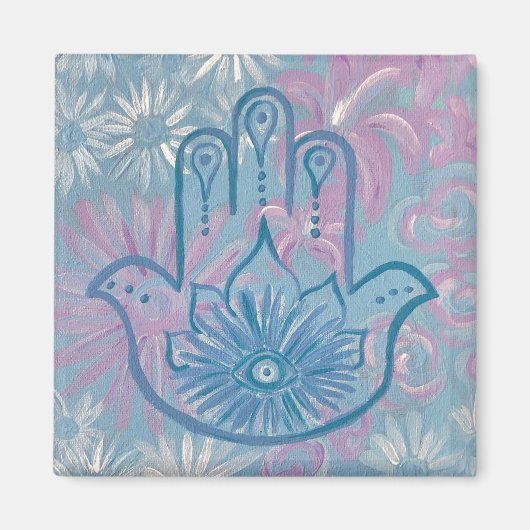 Aimant floral Hamsa (Devant)