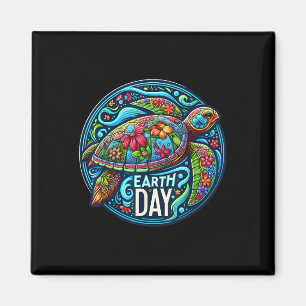 Aimant Floral Jour des terres de tortue de mer Planète Ar