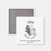 Aimant Floral JUILLET Mois de naissance Fleur Custom Chri (Recto/Verso)