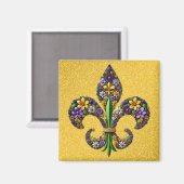 Aimant Floral Mardi Gras fleur de lis (Recto/Verso)
