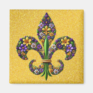 Aimant Floral Mardi Gras fleur de lis