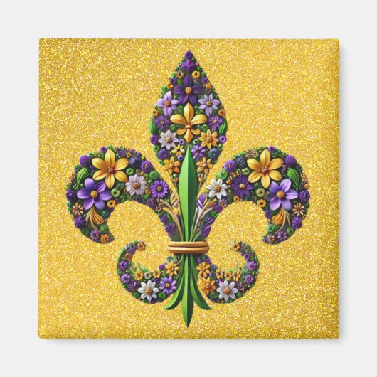 Aimant Floral Mardi Gras fleur de lis (Devant)