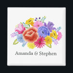 Aimant Floral Mariage mexicain de Fiesta<br><div class="desc">Les faveurs de mariage Fiesta sont conçues pour être rapidement et facilement customisées à votre événement spécifique. Si vos noms ont l'air un peu excentrés lorsqu'ils sont entrés,  "Cliquez pour customiser plus loin" (le lien bleu au bas de "Personnalisez ce modèle") pour s'ajuster facilement dans la zone de conception.</div>