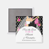 Aimant Floral Mariée & Salle Enregistrer l'aimant de date (Recto/Verso)