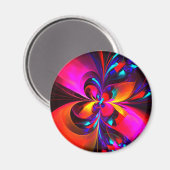 Aimant Floral moderne Art Abstrait Rouge Bleu Motif #07 (Recto/Verso)