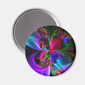 Aimant Floral moderne Art Abstrait Rouge Bleu Motif #12 (Recto/Verso)