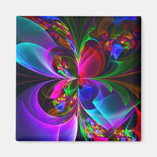 Aimant Floral moderne Art Abstrait Rouge Bleu Motif #12