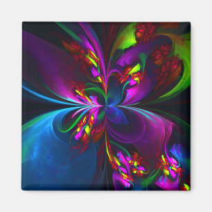 Aimant Floral moderne Art Abstrait Rouge Bleu Motif #15
