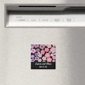 Aimant Floral moderne noir Enregistrer la date (In Situ (Lave-vaisselle))