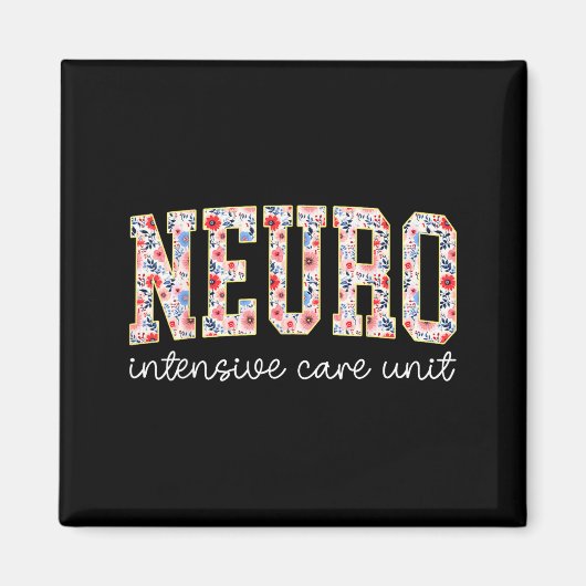Aimant Floral Neuro Icu Nurse Brain Neuroscience Icu Nurs (Devant)