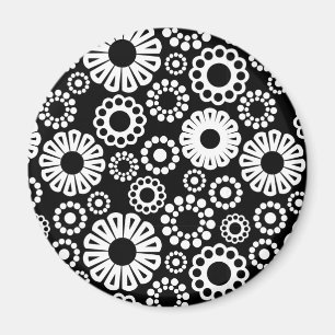 Aimant floral noir et blanc