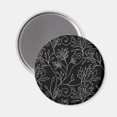 Aimant floral noir et blanc (Recto/Verso)