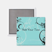 Aimant Floral noir et turquoise (Recto/Verso)