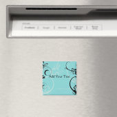 Aimant Floral noir et turquoise (In Situ (Lave-vaisselle))