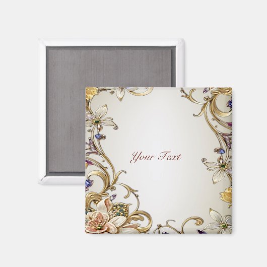 Aimant floral or blanc (Recto/Verso)