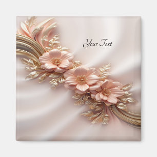 Aimant floral orange pêche élégant