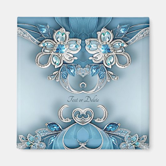 Aimant floral orné bleu (Devant)