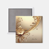 Aimant floral orné doré (Recto/Verso)