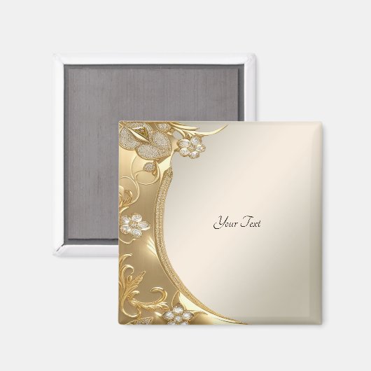 Aimant floral orné doré (Recto/Verso)