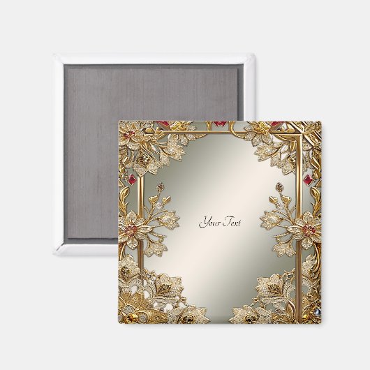 Aimant floral orné doré (Recto/Verso)