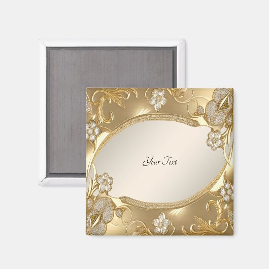 Aimant Floral Orné Or (Recto/Verso)