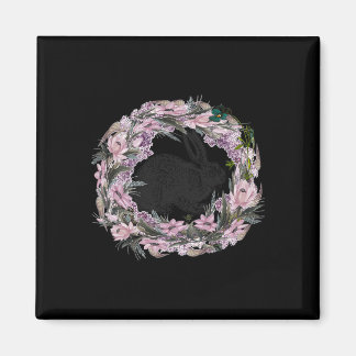 Aimant Floral Pattern And Bunny Rabbit 