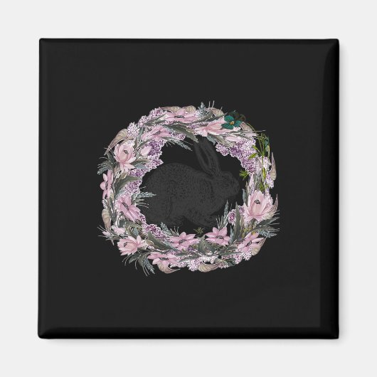 Aimant Floral Pattern And Bunny Rabbit  (Devant)