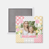 Aimant Floral & Plaid Photo Frame Mother's Day (Recto/Verso)