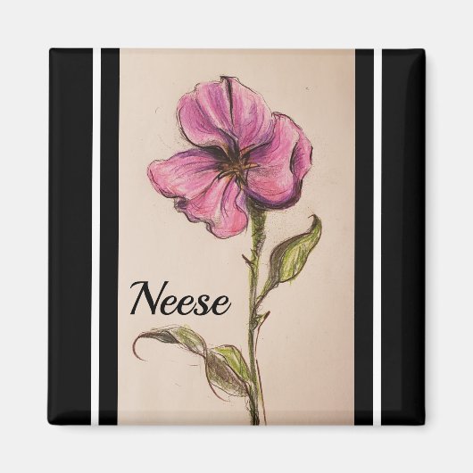 AIMANT FLORAL ROSE (Devant)