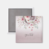 Aimant floral rose blanc moderne (Recto/Verso)