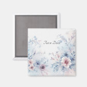 Aimant floral rose bleu aquarelle (Recto/Verso)