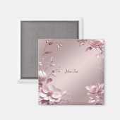 Aimant floral rose délicat (Recto/Verso)