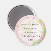 Aimant Floral rose Enregistrer la date (Recto/Verso)