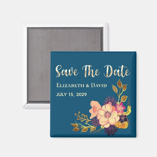 Aimant Floral Rose Navy Blue Enregistrer l'invitation Dat (Recto/Verso)