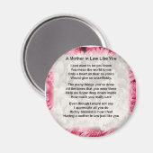 Aimant Floral rose - Poème Mère en droit (Recto/Verso)