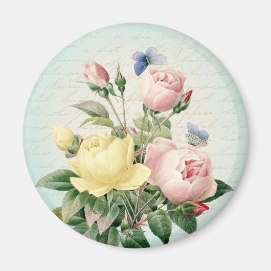 Aimant floral rose vintage (Devant)