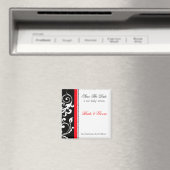 Aimant Floral rouge et noir Enregistrer la date (In Situ (Lave-vaisselle))